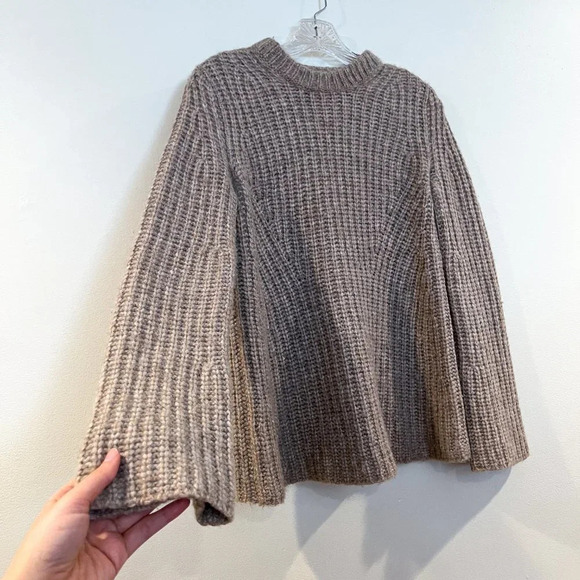 Theory Alpaca Blend Crew Neck Brown Knit Bohemian Classic Designer Sweater P - Picture 5 of 7